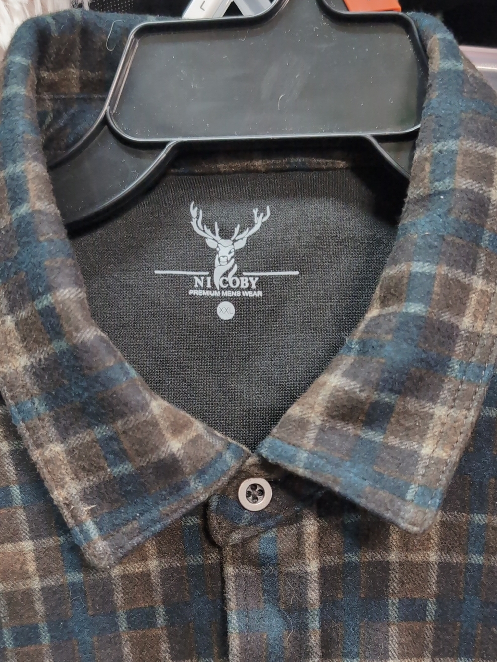 Nicoby Plaid Lightweight Shirt Jacket in Blue & Brown, New But No Tags